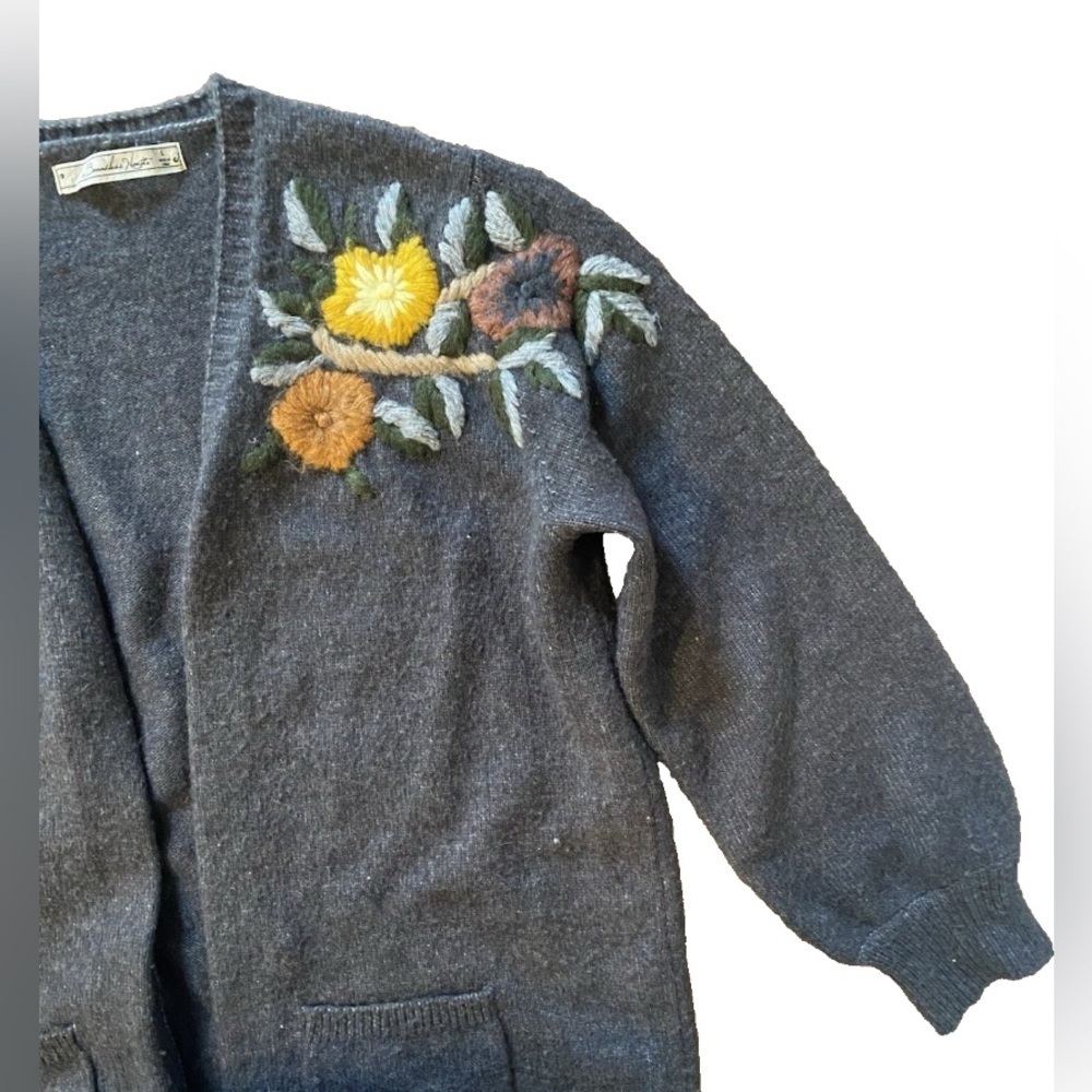 Boundless North Grey Long Floral Embroidered Cardigan Large Style NLJ68020 - Picture 8 of 9